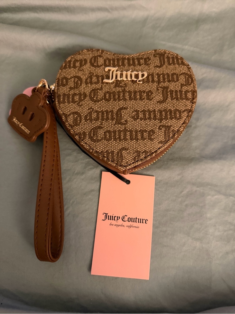 Juicy Couture Brown Heart Wristlet Coin Purse NWT